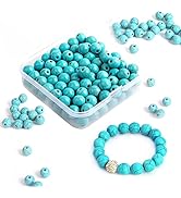 Fishdown 8mm Natural Stone Beads,100 Pcs Nature Loose Beads for Jewelry Making Natural Gemstone R...