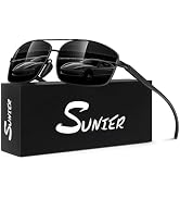Sunier Polarized Sunglasses for Men, Premium Lightweight Al-Mg Shades with Spring Hinges 100% UV4...