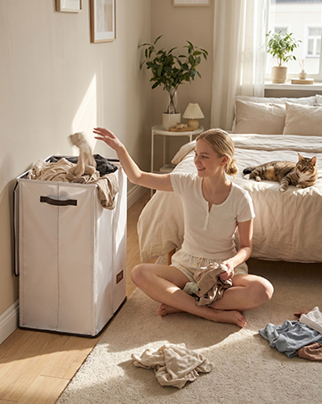 Double Laundry Hamper with Lid