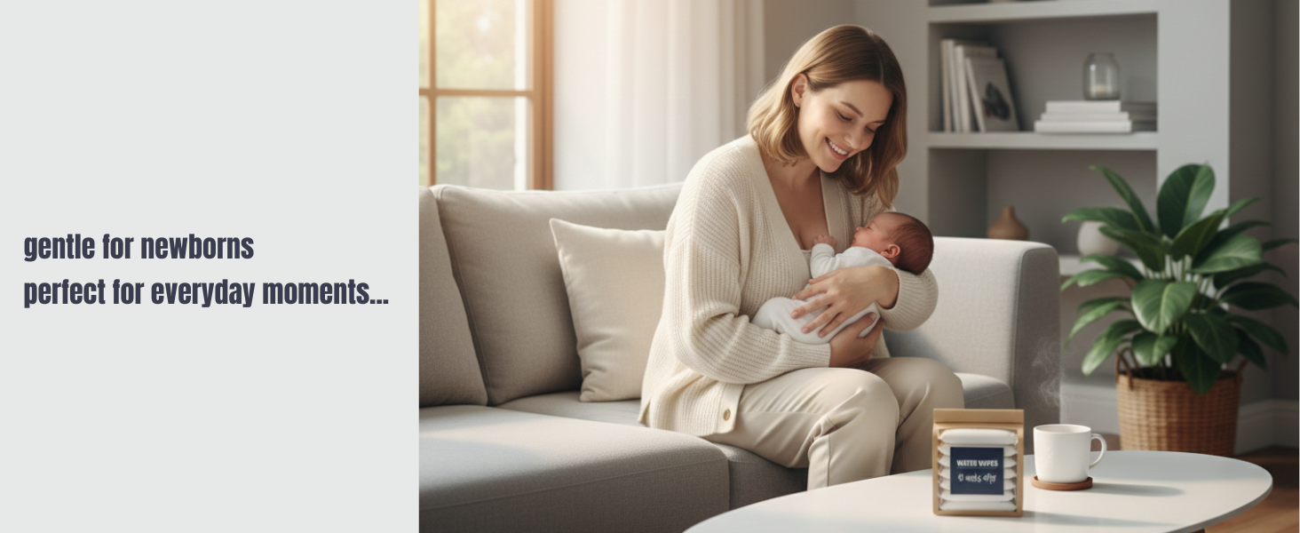 Baby water wipes for diaper changes, hands and face, suitable for everyday use
