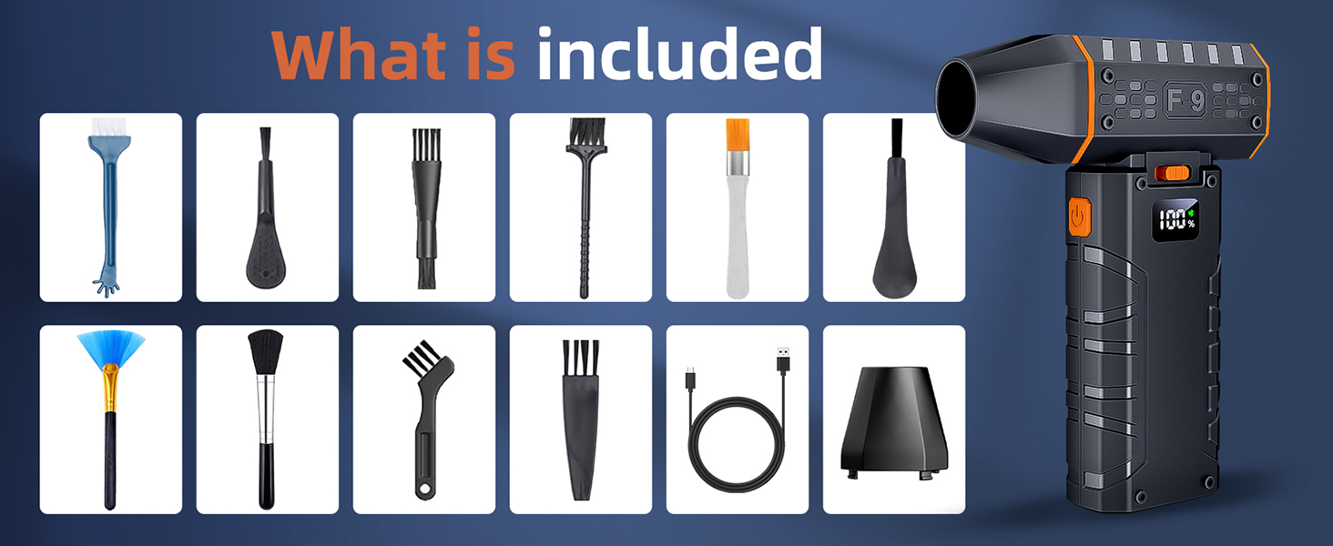 Electric Compressed Air Duster - 100 - Gear Adjustable 130,000 RPM Rechargeable Display Screen