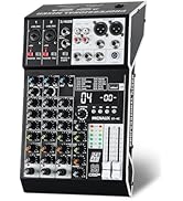MICNAUX Audio Mixer 4 Channel Professional Sound Mixer Console with 99 DSP Effects, Small Mixing ...