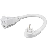 [1 Pack] Flat Wall Plug Short Power Extension Cord - 6inch Mini White Low Profile Flat Head Small...