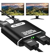 CLOSS HDMI Splitter 1 in 2 Out, 4K HDMI Splitter for Dual Monitors Supports 3D Full HD 1080P Alum...
