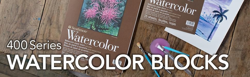 Strathmore 400 Series Watercolor paper block. Painting paper, artist pad, cold press