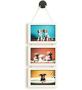 WARM&amp;LOVE 4x6 Inch Hanging Picture Frames with 3 Openings, Rustic Wood Wall Photo Frame, Picture ...