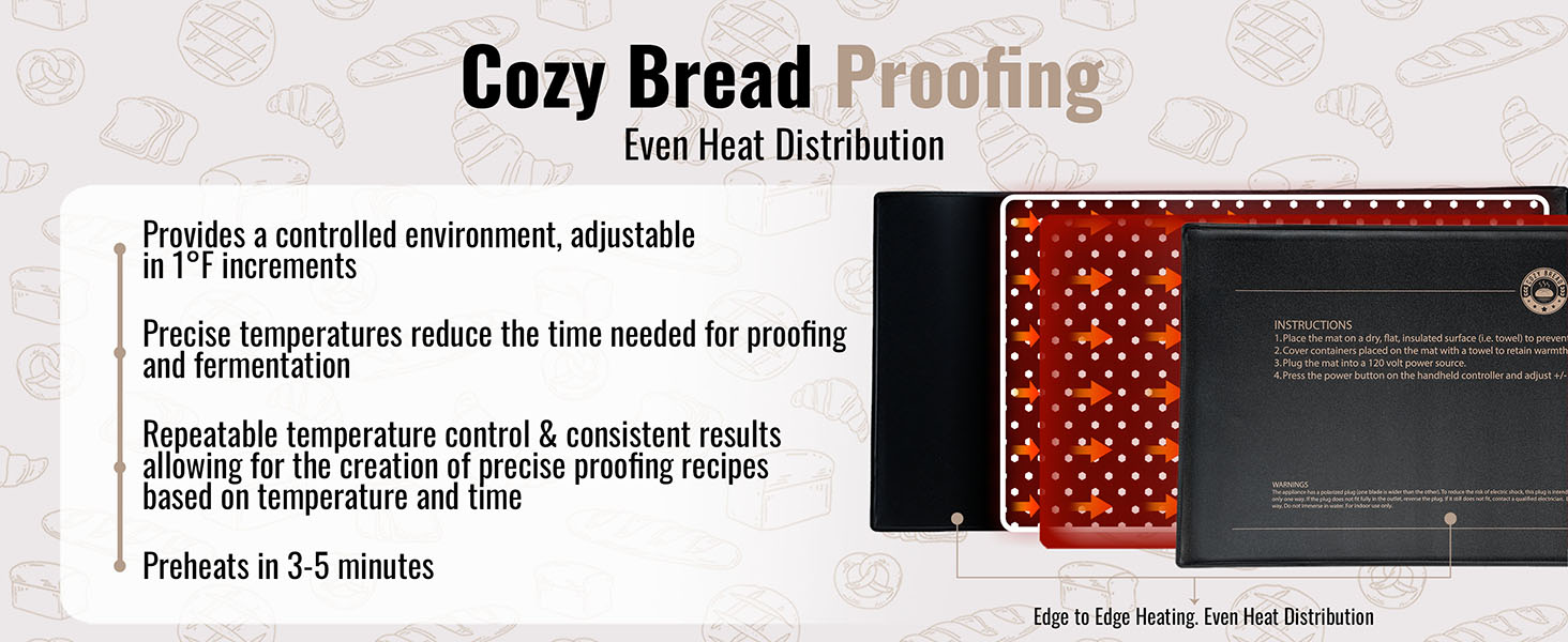 proofing mat, bread proofing mat, dough proofing mat, heating mat for proofing bread, bread baking 