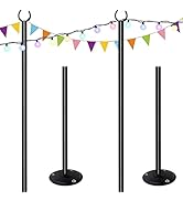 Tigerden 10ft String Light Poles for Hard Surfaces, Light Poles for Outdoor String Light, Perfect...