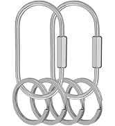 Yebongda Key Chain, Brass Key Rings 2 Pack Screw Lock Key Organizer with 4 Rings Carabiner Keycha...