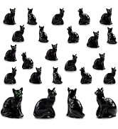 Bbiamsleep 20 Pcs Mini Resin Black Cat Miniature Cat Figurines Mini Halloween Figurine for Miniat...