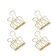 4 Pcs Golden Hollow Out Long Tail Wire Binder Clips Paper Binder Clip 51mm Large Binder and Paper...