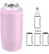 4-in-1 Skinny Can Cooler Double Wall Stainless Steel Insulated Can Holder,Can Coozie, Works With ...
