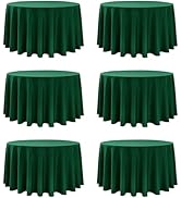 Dailyset 6-Pack Hunter Green Round Tablecloths, 120 Inches, Stain-Resistant Polyester for 5-6 Ft ...