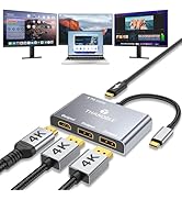 USB C to Dual DisplayPort and HDMI Adapter with 100W PD Charging, Triple 4K60Hz Monitor Extender ...