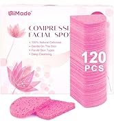 UNIMADE 120-Count Compressed Facial Sponges, Face Sponges for Cleansing, 100% Natural Cellulose C...