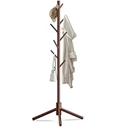 Unisakey Durable Wooden Coat Rack Stand(New Brown), Freestanding Coat Rack with Stable Triangular...