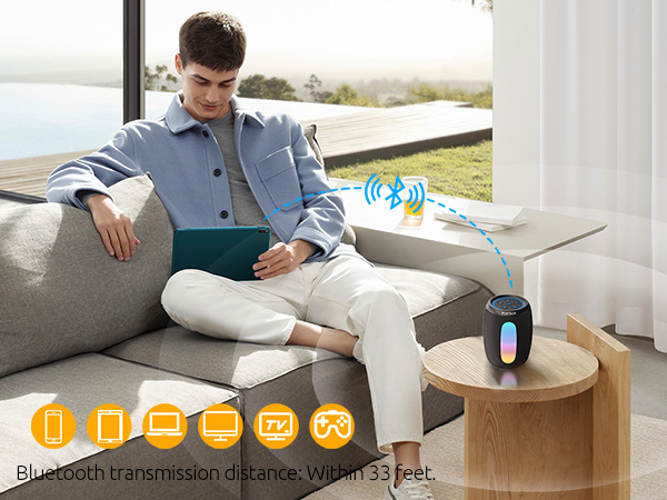 Compatible with iPhone, Samsung, tablets, computers, TVs, and other smartphones etc, 33ft BT range.