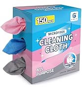 GLIMGLINT Microfiber Cleaning Cloth, 150 Pack Reusable Lint-Free Towels with Dispenser Box - Mult...