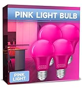 UNILAMP Pink Light Bulbs: A19 9W Colored Light Bulbs, 60 Watt Equivalent, Pink Light for Hallowee...