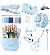 Office Supplies,Bblue Desk Accessories,Office Supplies Set,Desk Organizer,Stapler,Tape Dispenser,...