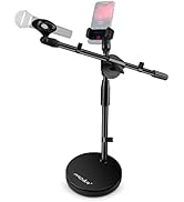 Microphone Stand Desk Adjustable Desktop Microphone Stand with Boom Arm Upgraded 3 in 1 Table Pho...