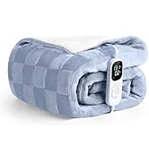 IUUI Heated Blanket Electric Throw Checkered- 50x60 Inches Soft Flannel Heating Blanket,Fast Heat...