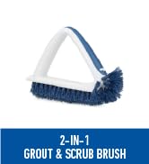 Unger 2-in-1 Grout and Corner Scrubber Brush Tool, Crevice Bathroom Cleaning Supplies for Showers...