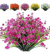 RECUTMS 12 Bundles Artificial Flowers Outdoor UV Resistant Flowers Plastic Flowers Artificial Out...