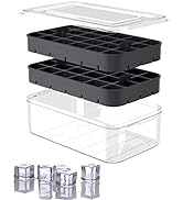 Ice Cube Tray with Lid and Bin, ROTTAY Ice Trays for Freezer, Easy-release 2x24 Small Nugget Sili...