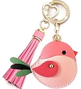 Airtag Keychain Cute Anime Leather Keychain with Bling Keychain Wristlet and Tassel Bag Charm