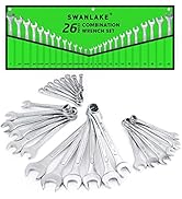 SWANLAKE 26PCS Combination Wrench Set with Roll-up Pouch, wrench set metric and standard, SAE 1/4...