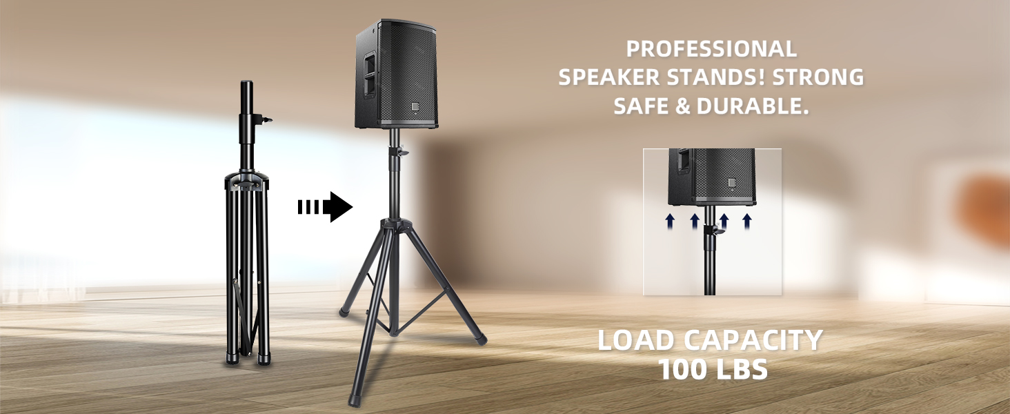 Professional Speaker Stands! Strongsafe &amp;amp; Durable, Can Hold Speakers of Up to 100 Lbs Firmly