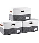 PRANDOM Foldable Storage Bins with Lids [3-Pack] Fabric Collapsible Storage Boxes Baskets Cubes C...