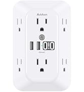 Addtam Surge Protector Outlet Extender, 6-Outlet Splitter with 4 USB Wall Charger(2 USB-C Ports),...