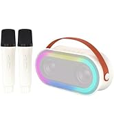 summina Mini Karaoke Machine with 2 Wireless Microphones Portable BT Speaker Rechargeable 10W HiF...
