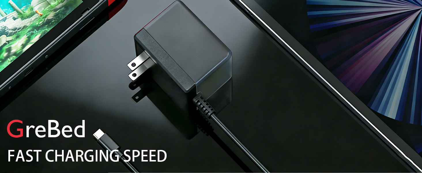 Black Fast Charger Compatible with Nintendo Switch
