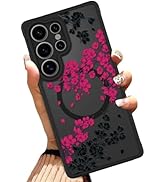 OOK Case Fit for Samsung Galaxy S25 Ultra 6.9 Inch (Compatible with MagSafe) Hot Pink Floral Flow...