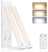 Under Cabinet Lighting 2 Pack, Motion Sensor LED Light, USB Rechargeable, Remote Control, 3 Color...