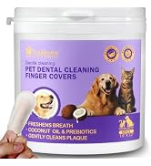 PawBubble Pet Dental Finger Wipes,Teeth Cleaning Wipes for Dogs &amp; Cats, Cats &amp; Dogs Probiotic Tee...