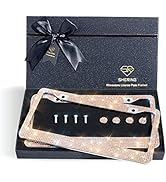 SHERING Bling License Plate Frame, 2 Pack License Plate Frame with Premium Gift Box for Women,Rhi...