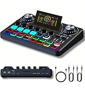 Nuoxiange F668 Gaming Audio Mixer OTG HD Folding Screen Console PC Digital Sound Card for Streami...