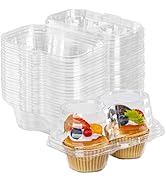 NPLUX 2 Count Cupcake Containers 75 Pack Cupcake Holder with Connected Airtight Lid Cupcake Boxes...