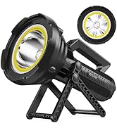 BUYSIGHT Rechargeable Spotlight Flashlight, 1500 lumens 600 Yards with Combo led floodlight Water...