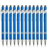 PASISIBICK 12 Pieces Blue Ballpoint Pen with Stylus Tip, 2 in 1 Stylus Stylish Pen, Blue Metal St...