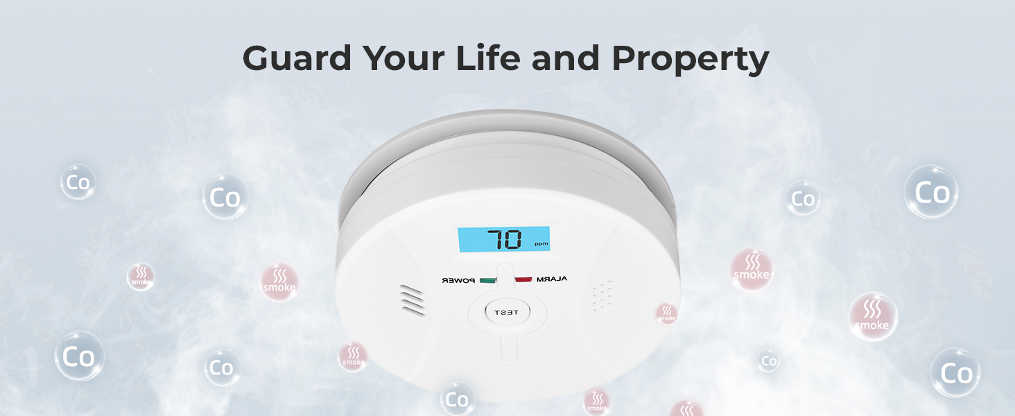 Smoke and Carbon Monoxide Detector, Combination Smoke Alarm and Carbon Monoxide Detector Battery