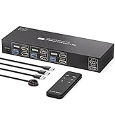 PVBCTCSID HDMI KVM Switch 3 Computers 2 Monitors 4K60Hz EDID for 3 PC Sharing Dual Monitor and 4 ...