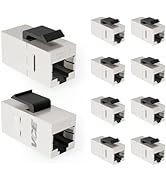 VCE Cat7 RJ45 Shielded Keystone Coupler STP, Female to Female, for Patch Panels &amp; Wall Plates, 10...
