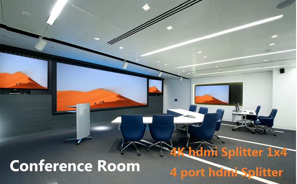 4port hdmi splitter-4 output hdmi splitter can be widely used in Restaurants, Churches, Gyms,Office