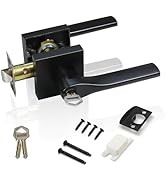 DSJJBLL Entry Door Lever with Lock and Key,Matter Black Exterior Door Handle for Office and Front...