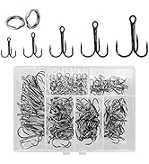 UperUper 200 Pack Fishing Treble Hooks Kit High Carbon Steel Hooks Strong Sharp Round Bend with S...